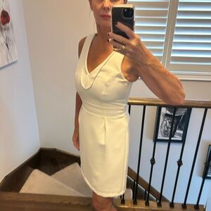 White Vera Moda stunning dress with faux leather trim. Excellent quality!!